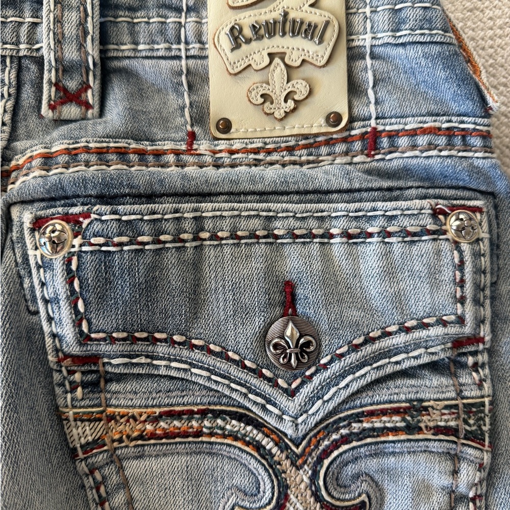 Rock Revival Blue Denim with Orange Stitching